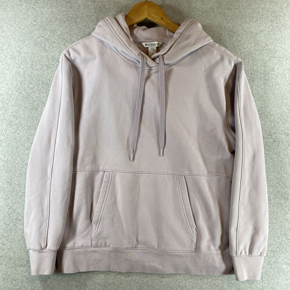 Athleta Retroplush Hoodie Womens M Shasta Purple Fleece Pullover Side Zip Pocket